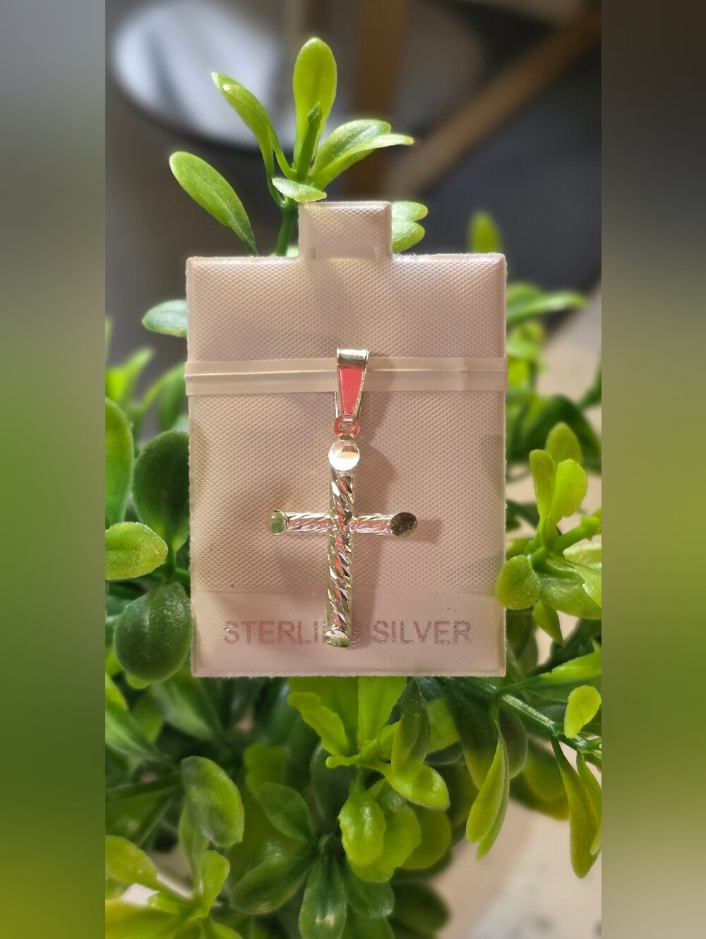 Sterling Silver Twisted Cross Pendant -